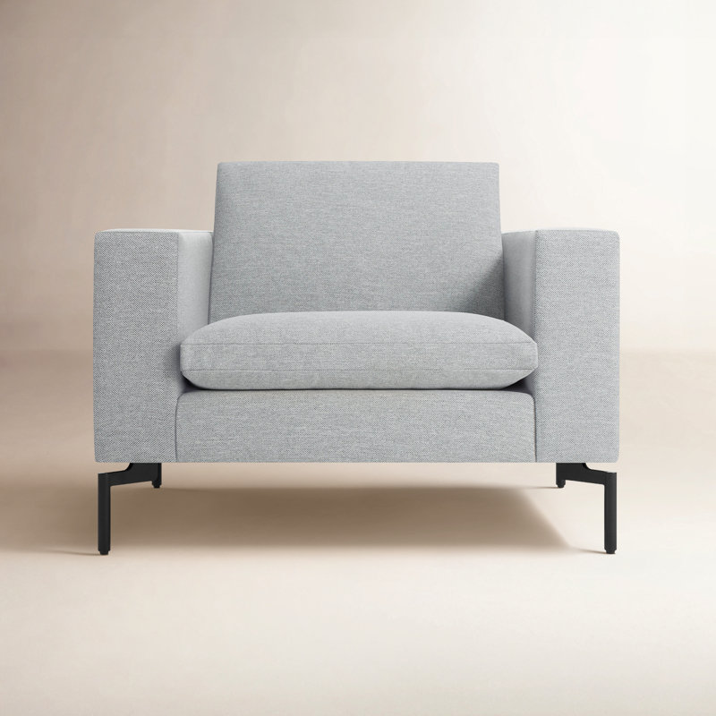 New Standard Upholstered Armchair, Black, Gray Polyester Blend