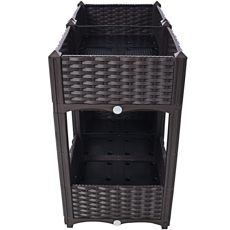 Planter Raised Beds Elevated Planter Garden Box With Drainage Plug, 27.71" H x 31.51" W x 15.71" D, Brown