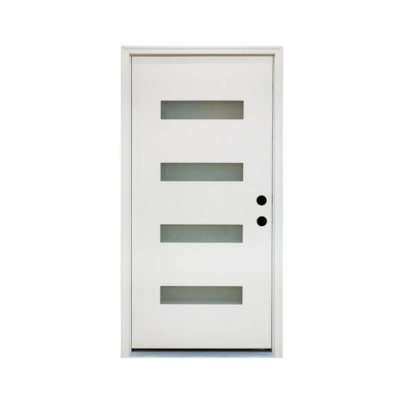 Finition blanche durable de la porte d'entrée en fibre de verre durable idéale pour les façades résidentielles avant