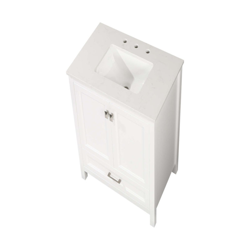 Meuble-lavabo de 30 pouces avec lavabo combiné, armoire entièrement assemblée et comptoir en marbre durable pour des salles de bain élégantes et fonctionnelles