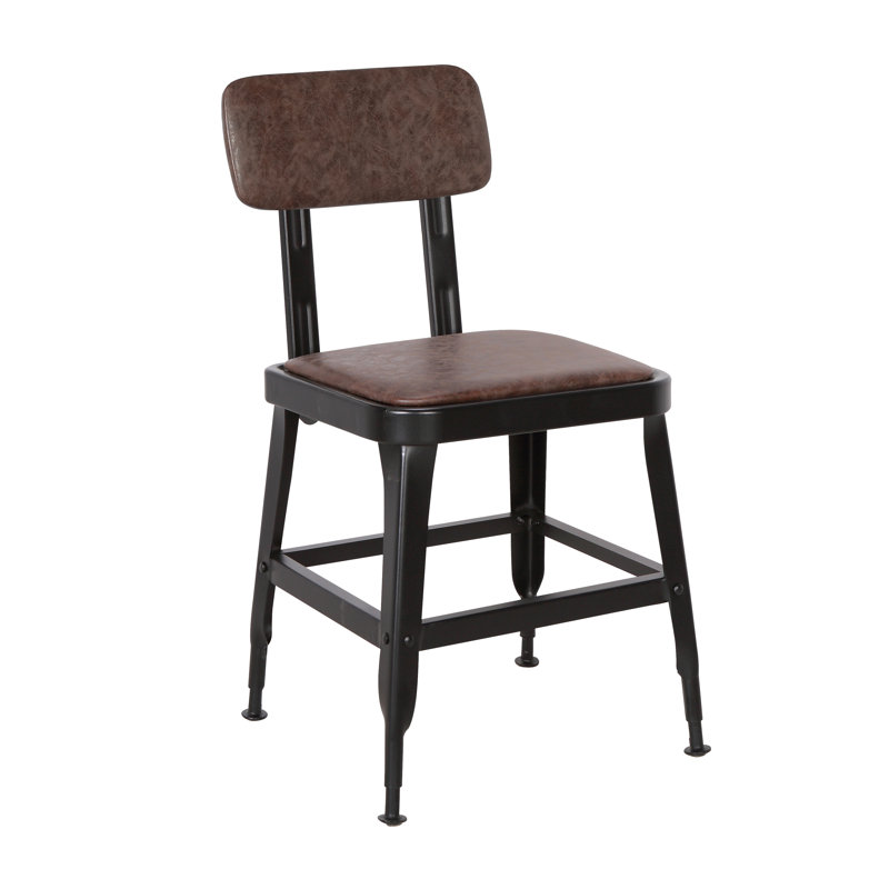 17.7'' H Upholstered Side Chair, Vintage Mocha, Frosted Black