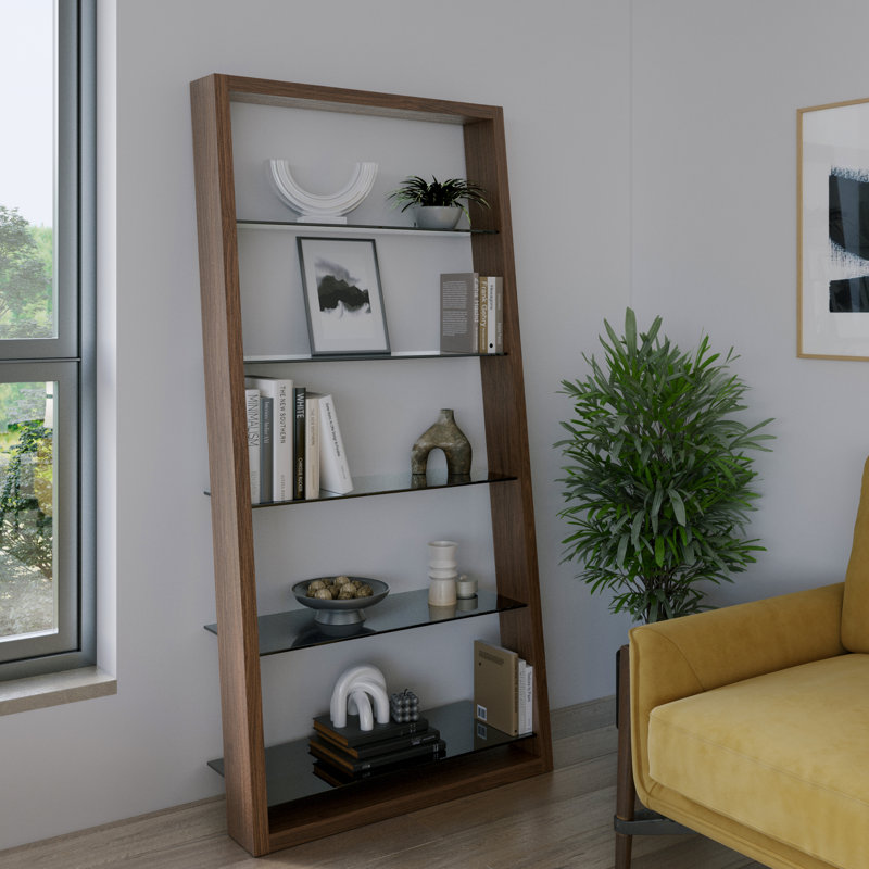 Eileen Blanc 74" H x 34.25 W Ladder Bookcase, Walnut