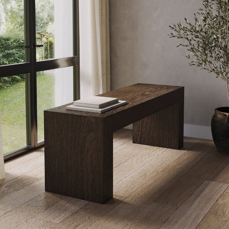 Maven Lane Zeno Organic Wooden Bench In Weathered Brown Finish, Weathered Brown