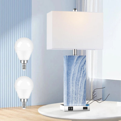 Table Lamp Set With Touch Control, Led Bulbs, Usb Ports