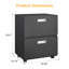 Support pour imprimante 25,5 po H noir en acier avec 2 portes et 4 roulettes