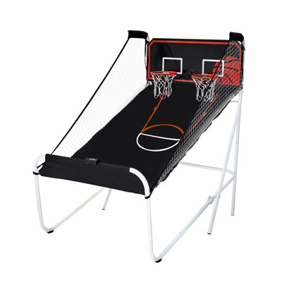 Foldable Indoor Basketball Arcade Game - Dual Player Electronic Shooting Hoop with Scoreboard, 5 Balls & Pump for Kids and Adults