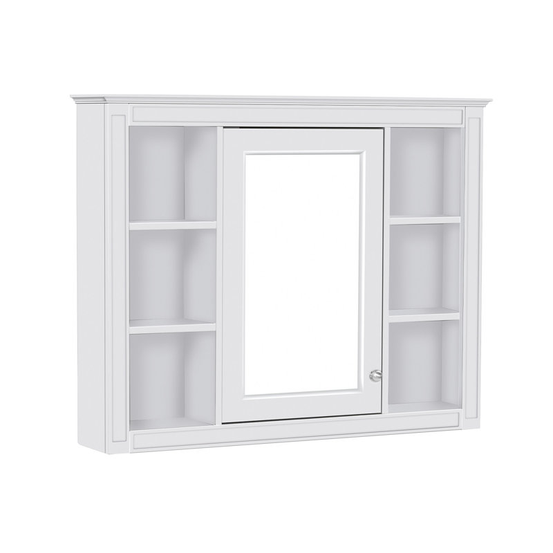 Armoire de salle de bain murale avec miroir, Blanc