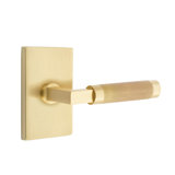 Emtek Select Privacy Leverset w/ Modern Rectangle Rosette, L-Square Stem & Knurled