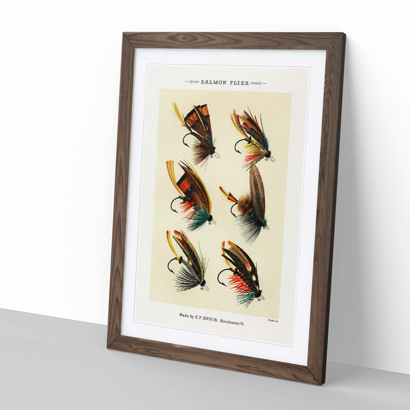 Salmon Fishing Flies Version 3 by Mary Orvis Marbury - Framed Print, 60cm H x 40cm W x 2cm D, Walnut