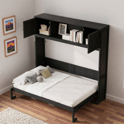Lit escamotable avec 2 armoires de rangement et tablette ouverte Murphy