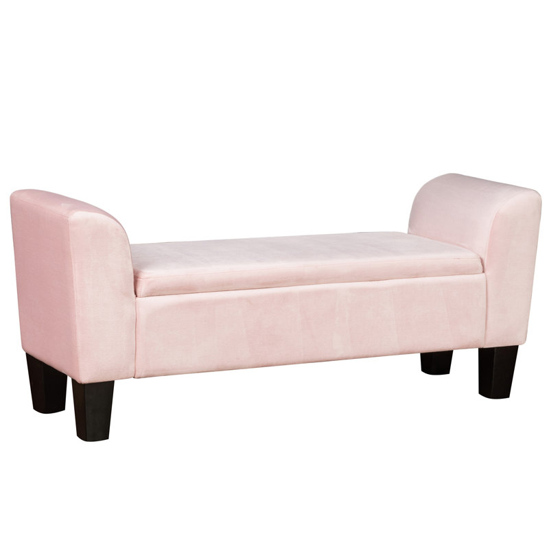 Repose-pieds en velours avec rangement Mila, Rose