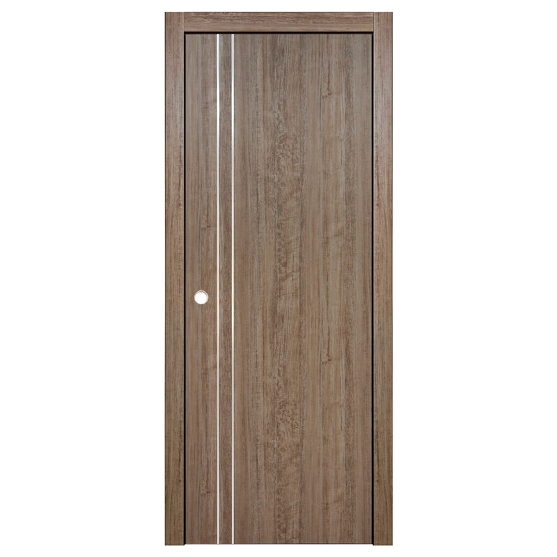 Porte intérieure stratifiée HG-002V, 18 po x 80 po, Bois d'aloès foncé