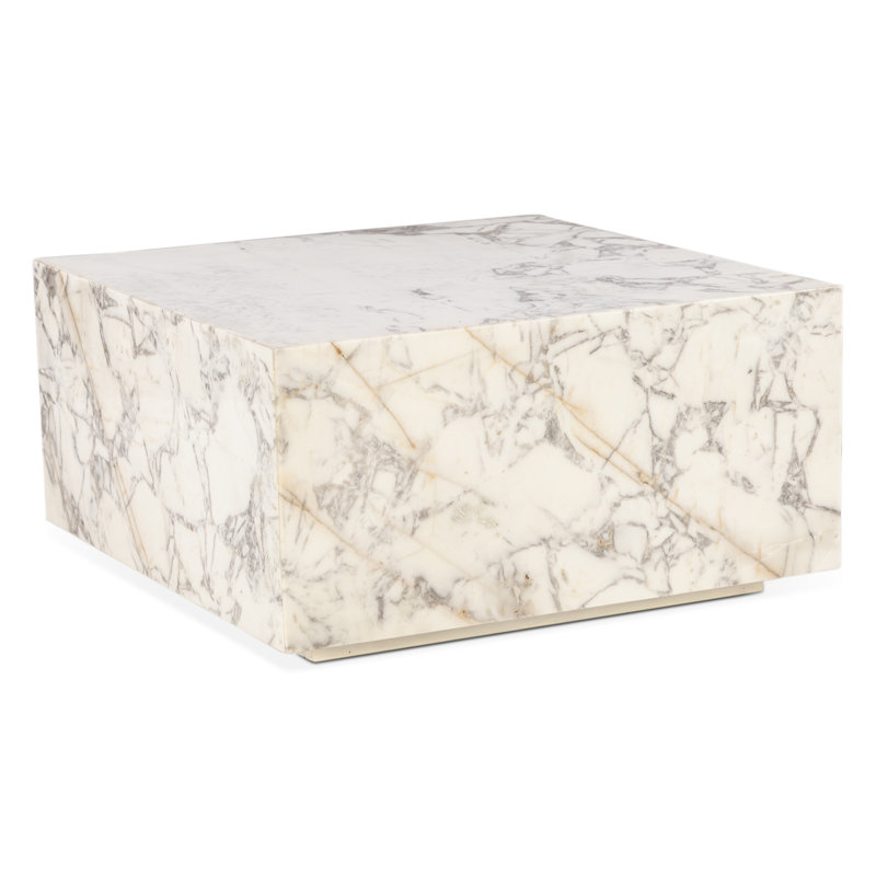 Giza 32" Drum Coffee Table in Alabaster Marble