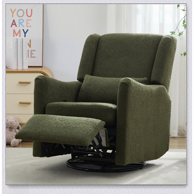 Fauteuil inclinable à bascule pivotant à oreilles de 29,5 po de largeur, fauteuil oscillant pour le salon et la chambre de bébé, revêtement en lin confortable et élégant