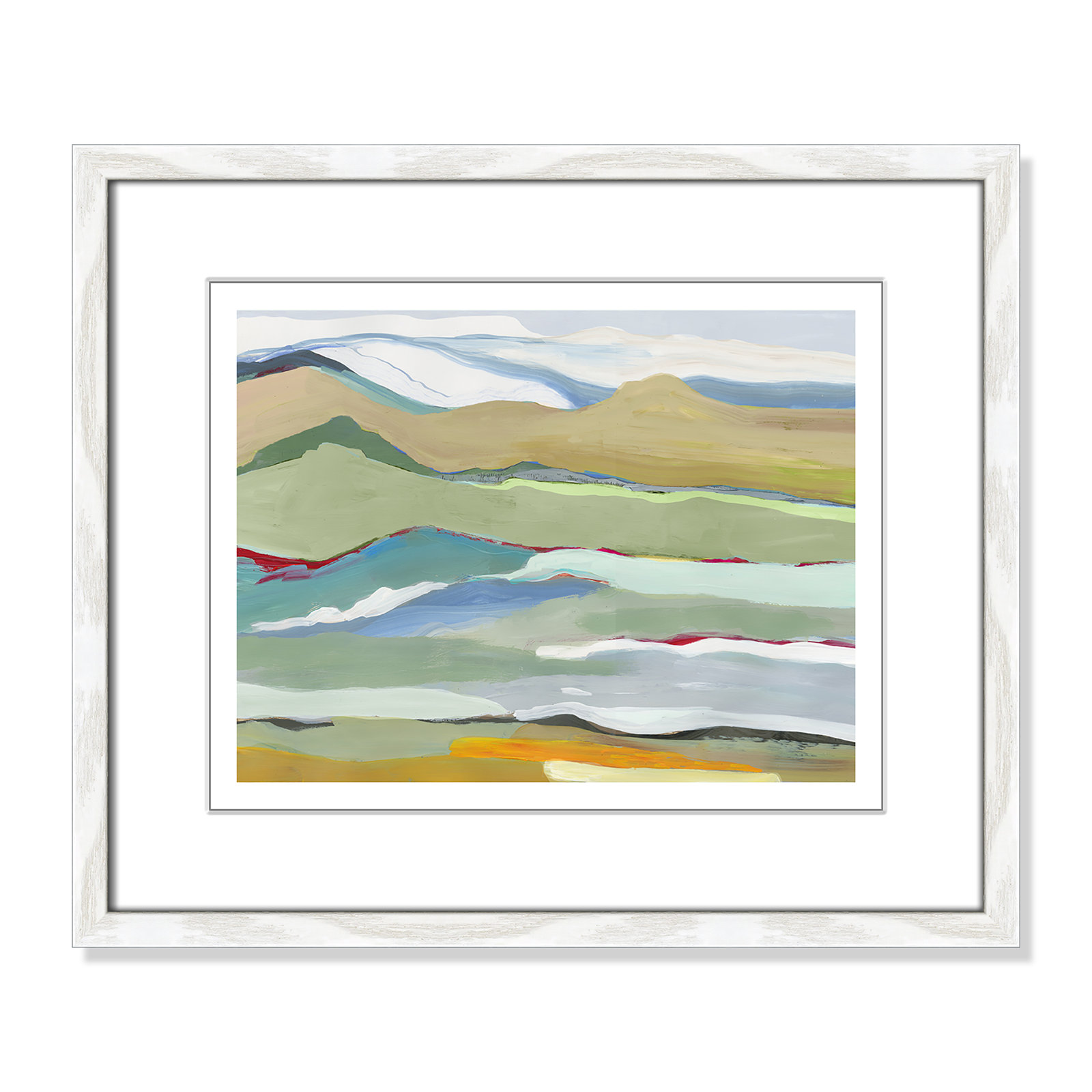 Goodbye Summer on the Hills - Picture Frame Painting, 16" H x 19" W x 0.75" D, White Wood Framed