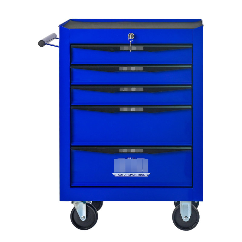 20" 5 - Drawer Metal Tool Chest With Bearing Slides, 4 Swivel Wheels  2 Brake , Key Locking For Comprehensive Protection Rolling Chest, Steel Organizer, Universal Optimal Storage