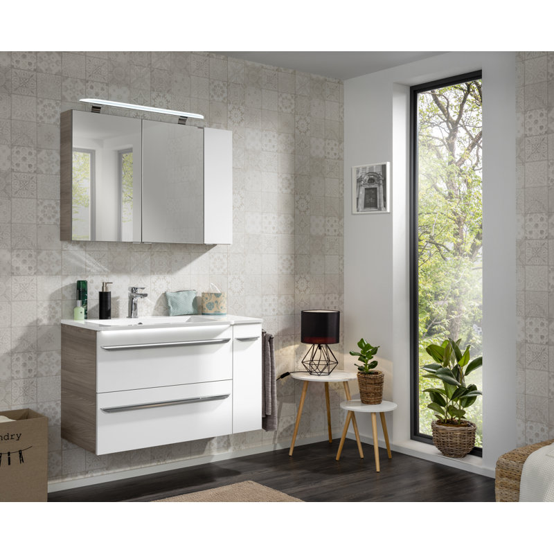 Luxor Bathroom Cabinet, Brown/White, Right