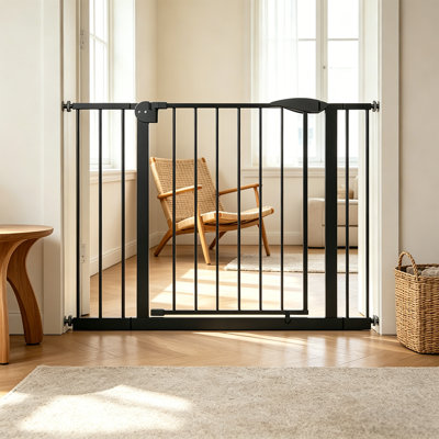 Barrière de sécurité de 29,5 à 44,1 po pour escaliers et portes, montée sous pression sans barrière de sécurité pour enfants et animaux de compagnie