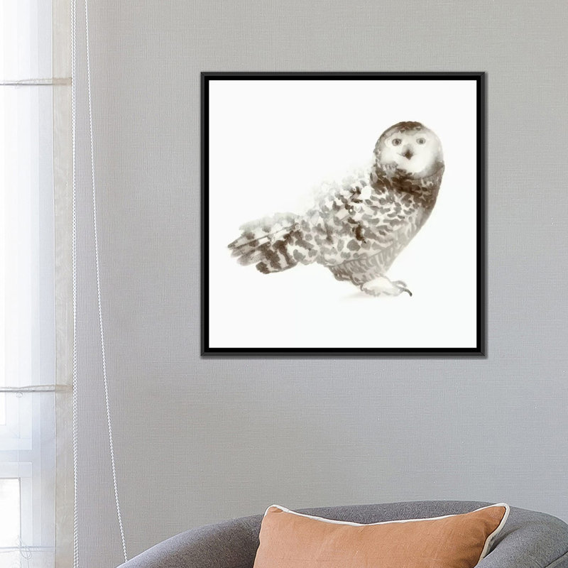 «Owl», reproduction sur toile, H 18 po x l 18 po x P 1,5 po, Toile encadrée noire, Pas de tapis