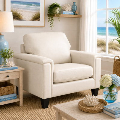 Fauteuil en cuir fleur 37 po Benson