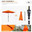 Parasol de jardin 8,9 pi, parasol de jardin avec 6 nervures, orange
