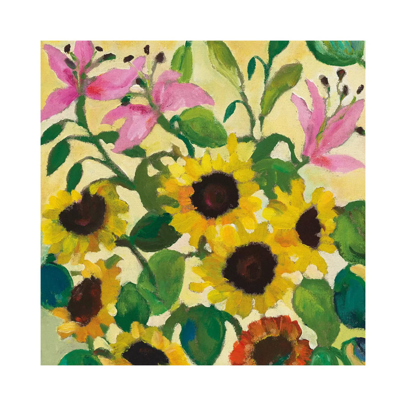 Sunflowers & Lilies by Kim Parker - Wrapped Canvas Gallery-Wrapped Canvas Giclée, 45.72 cm H x 45.72 cm W