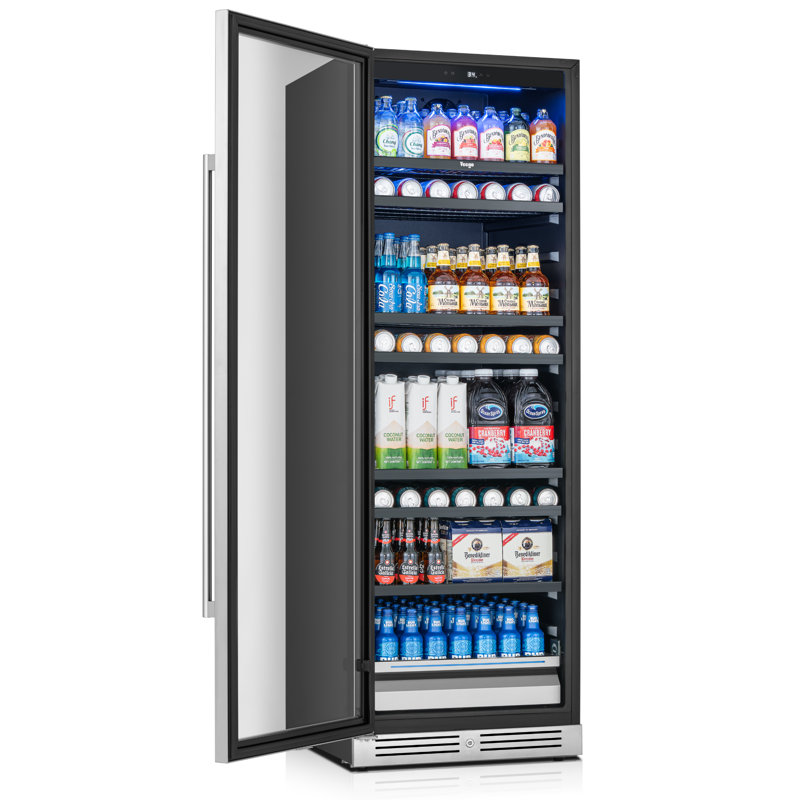 Refroidisseurs et refroidisseurs de boissons encastrés 428L avec porte battante gauche, cadre en acier inoxydable et porte en verre double