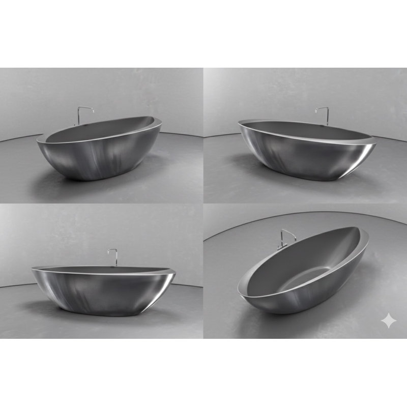 Vast Studio Aged Brass Freestanding Oval Bathtub –  Brass/Green Interior Deep Soaking Solid Surface Tub with Metallic Luxury Finish & Contemporary Spa-Inspired Design