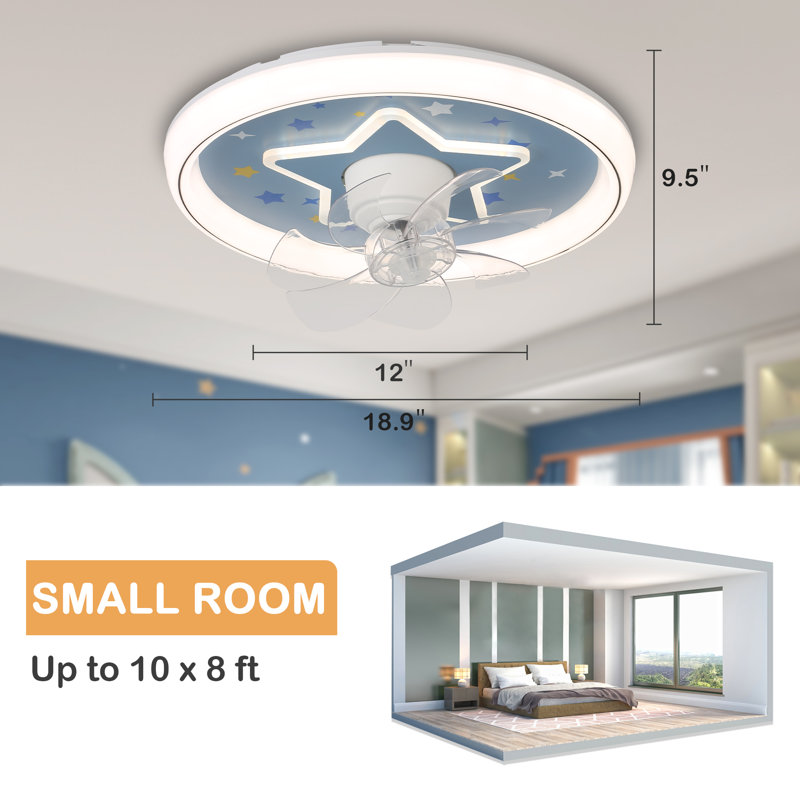 Ventilateur de plafond rond mignon de 20 po avec lumières DEL à intensité variable avec télécommande Keyann