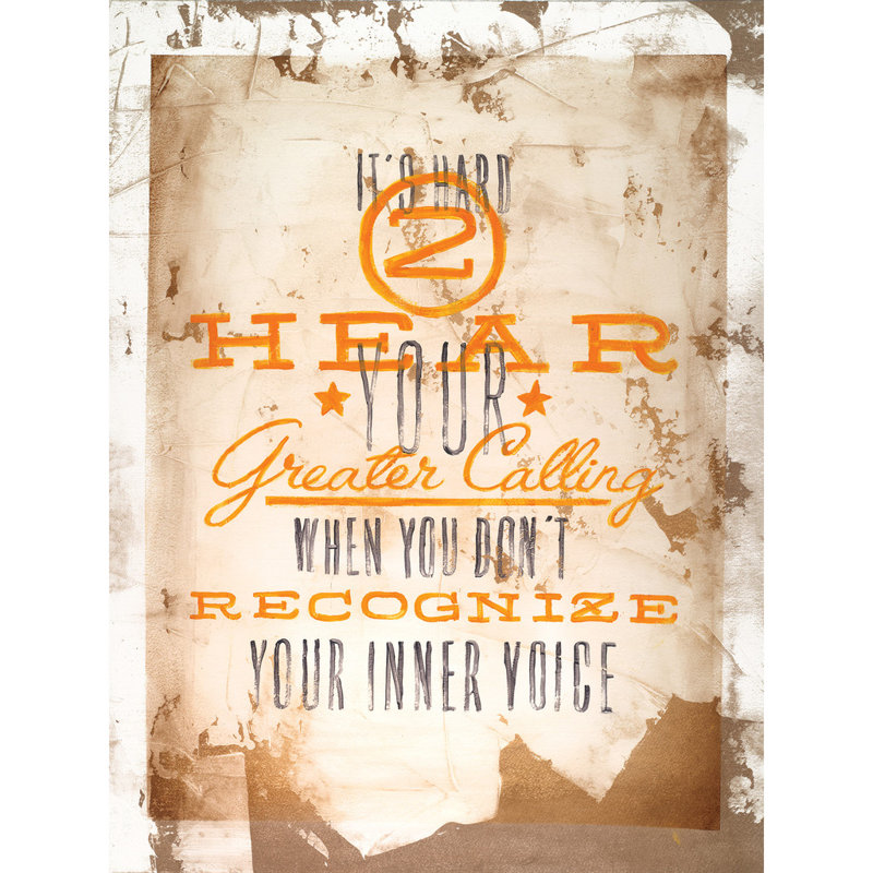 « listenly » par rodney’s blanc, affiche rétro sur toile tendue, H 20 po x l 15 po x P 1,5 po