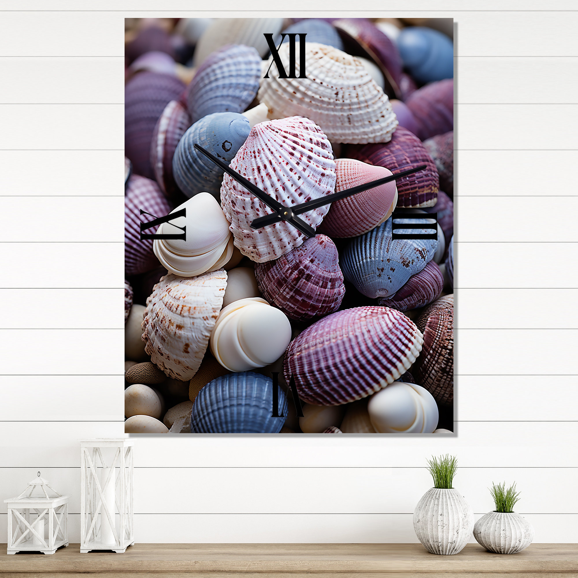 Design Art Beach Shells And Shadows III - Nautical & Beach Wall Clock ...