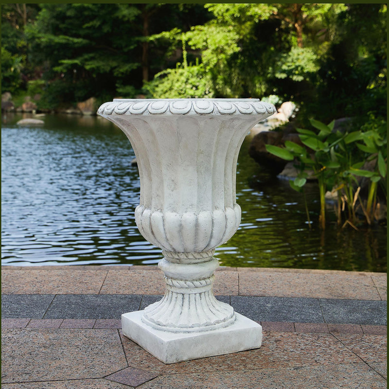 Urne de jardin pour l'extérieur, blanc antique, Blanc antique