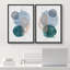 Taches d'aquarelle bleues avec silhouettes de feuilles d'or, formes abstraites, minimaliste moderne-101752193-101752194