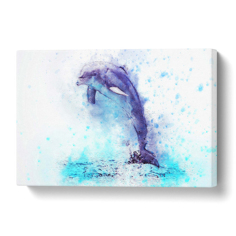 Jumping Dolphin in Abstract - Wrapped Canvas, 50.8 cm H x 76.2 cm W