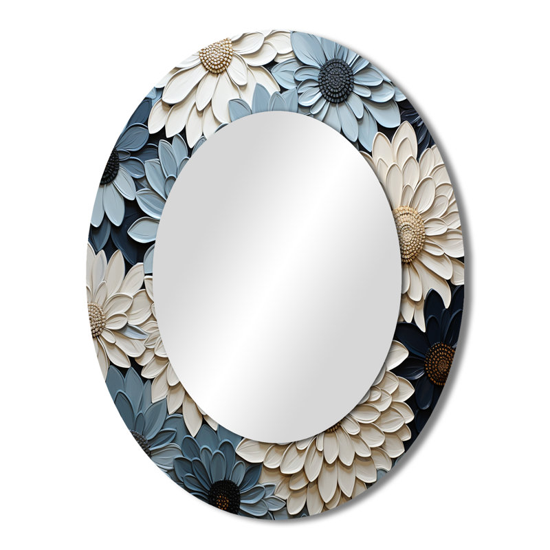 Theodulus - Large Oval Wall Mirror On Metal, 43" H x 33" W