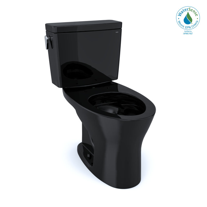 Drake® Dual-Flush Elongated Two-Piece Toilet, 12", Ebony