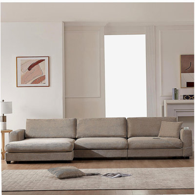 Grand canapé en molleton de 134 po x 54 po, canapé Cloud en forme de L avec port de charge USB, porte-gobelet, canapé à siège large et profond avec fauteuil inclinable de 50 po, mobilier intérieur confortable, salon en 3 couleurs