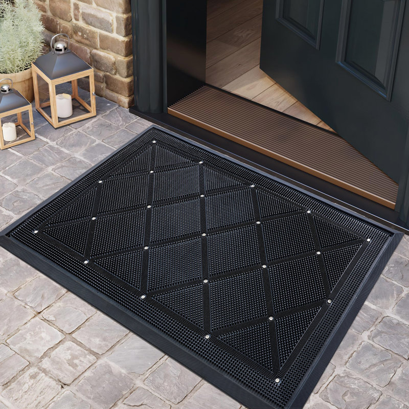Heavy Duty Door Mat Waterproof All Weather All Season Non-Slip Rubber , Dirt Trapper Low-Profile  For Entrance,Patio,Garage ,Pool