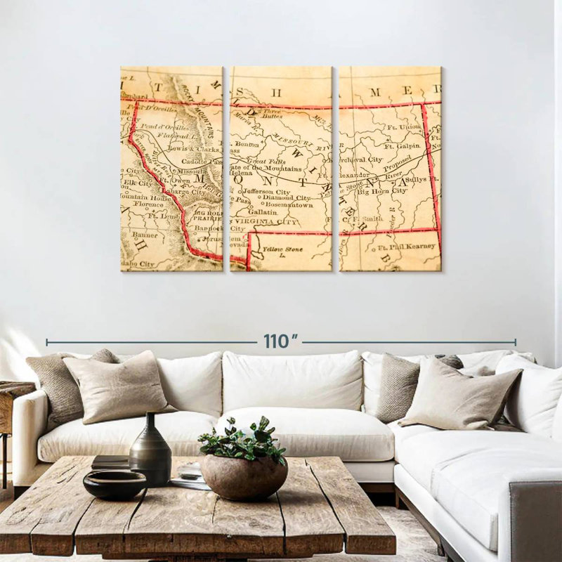 Carte rétro du Montana, Aliaz, H 48 po x l 74 po