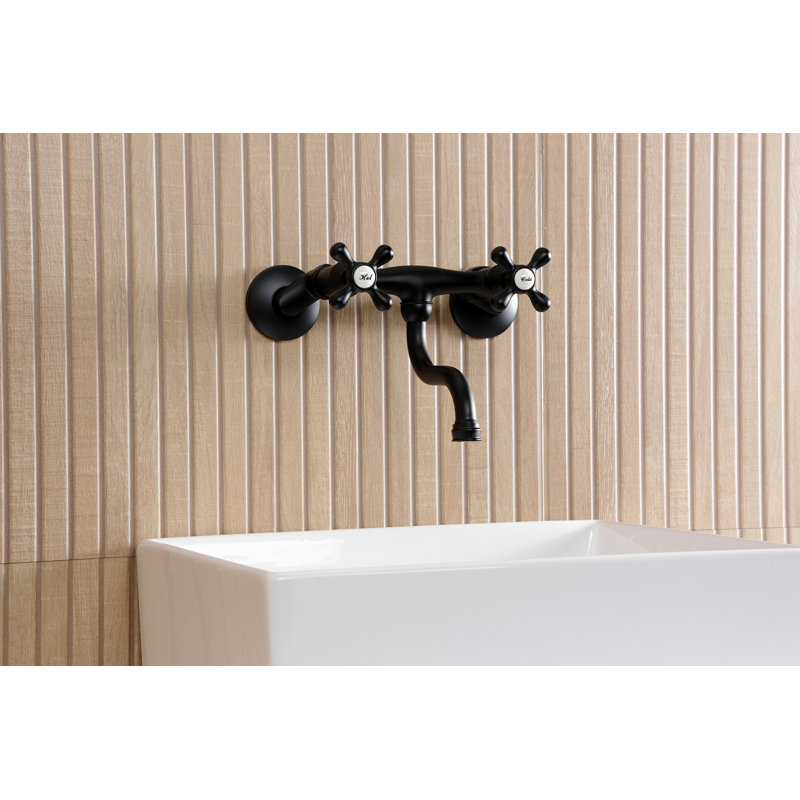 Robinet de salle de bain mural 2 trous Kingston, Noir mat
