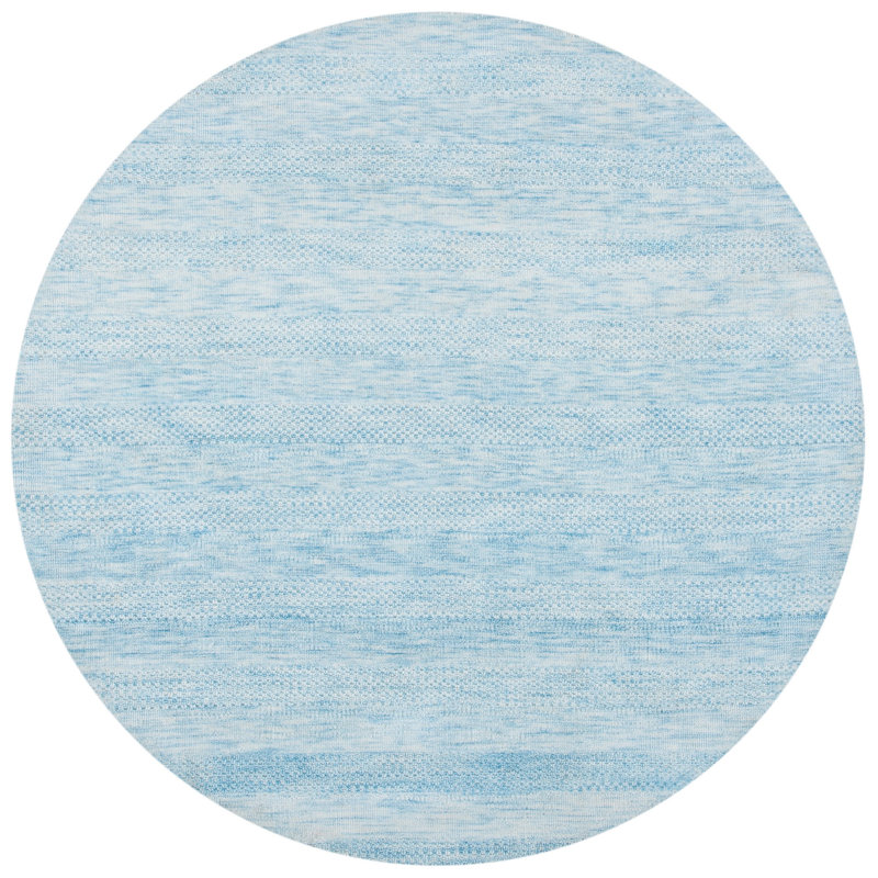 Classic Vintage Hand Loomed Micro Fiber Striped Rug, Round 6'