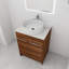 Meuble-lavabo simple autoportant 24 po avec plateau en céramique Aatreya, 2 portes, 1 tablette réglable