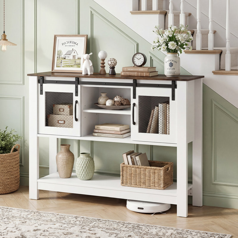 102cm Console Table, Brown/White
