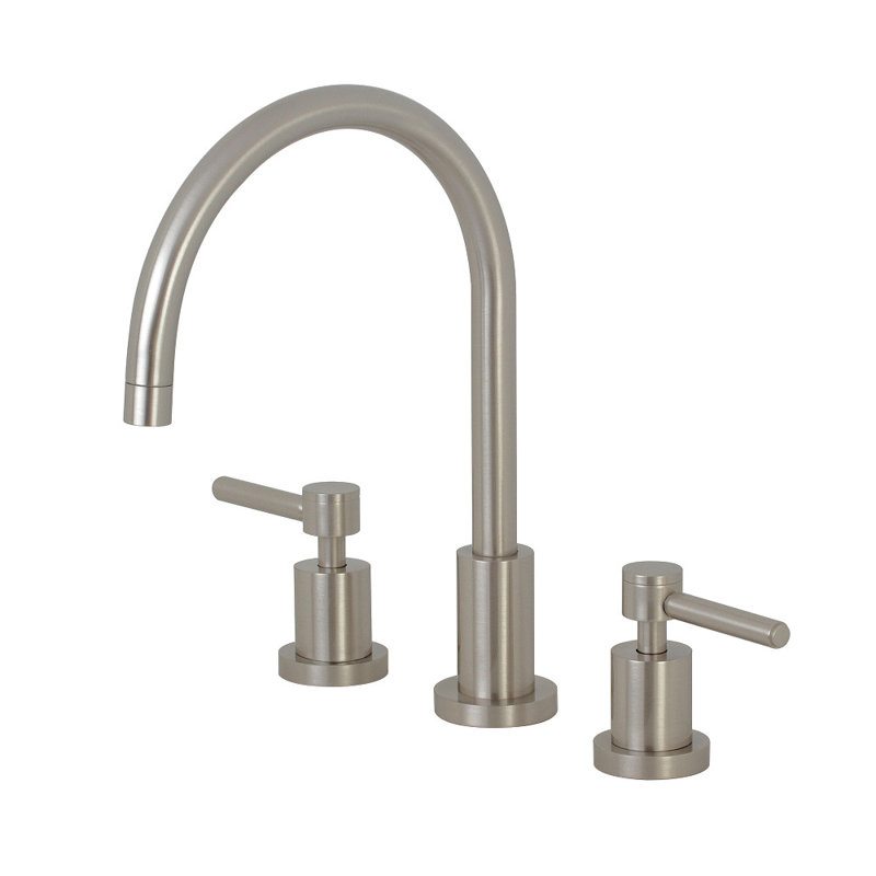 Kingston Brass Concord Double-Handle Widespread Kitchen Faucet, Brushed Nickel, Without Spray