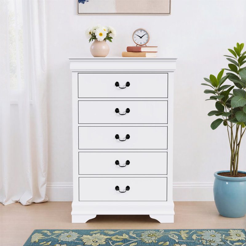 Aberdeen 31.5" W 5-Drawer Dresser with Dovetail Joinery, White
