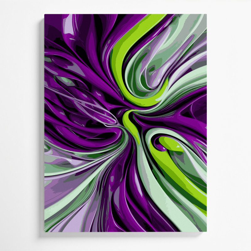 Art numérique sur toile, "Abstraction numérique 75", H 24 po x l 36 po