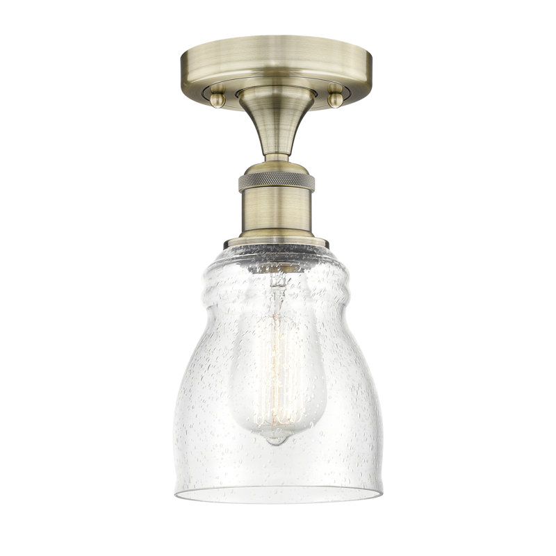 Plafonnier semi-encastré en verre Makemson, Laiton antique