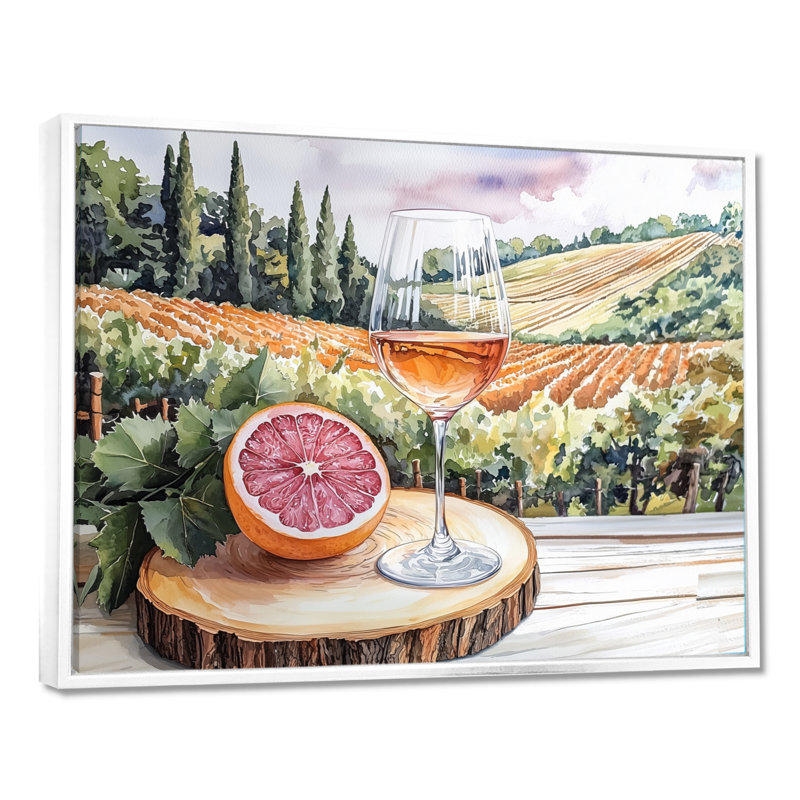 Birtie - Vineyard, art mural, H 30 po x l 40 po, Blanc, Picture Framed