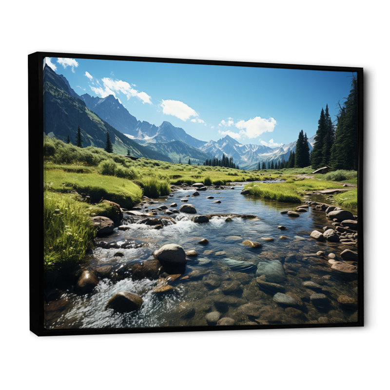 «USA Rocky Mountain National Park River I», reproduction d'art sur toile encadrée, Cadre flottant noir