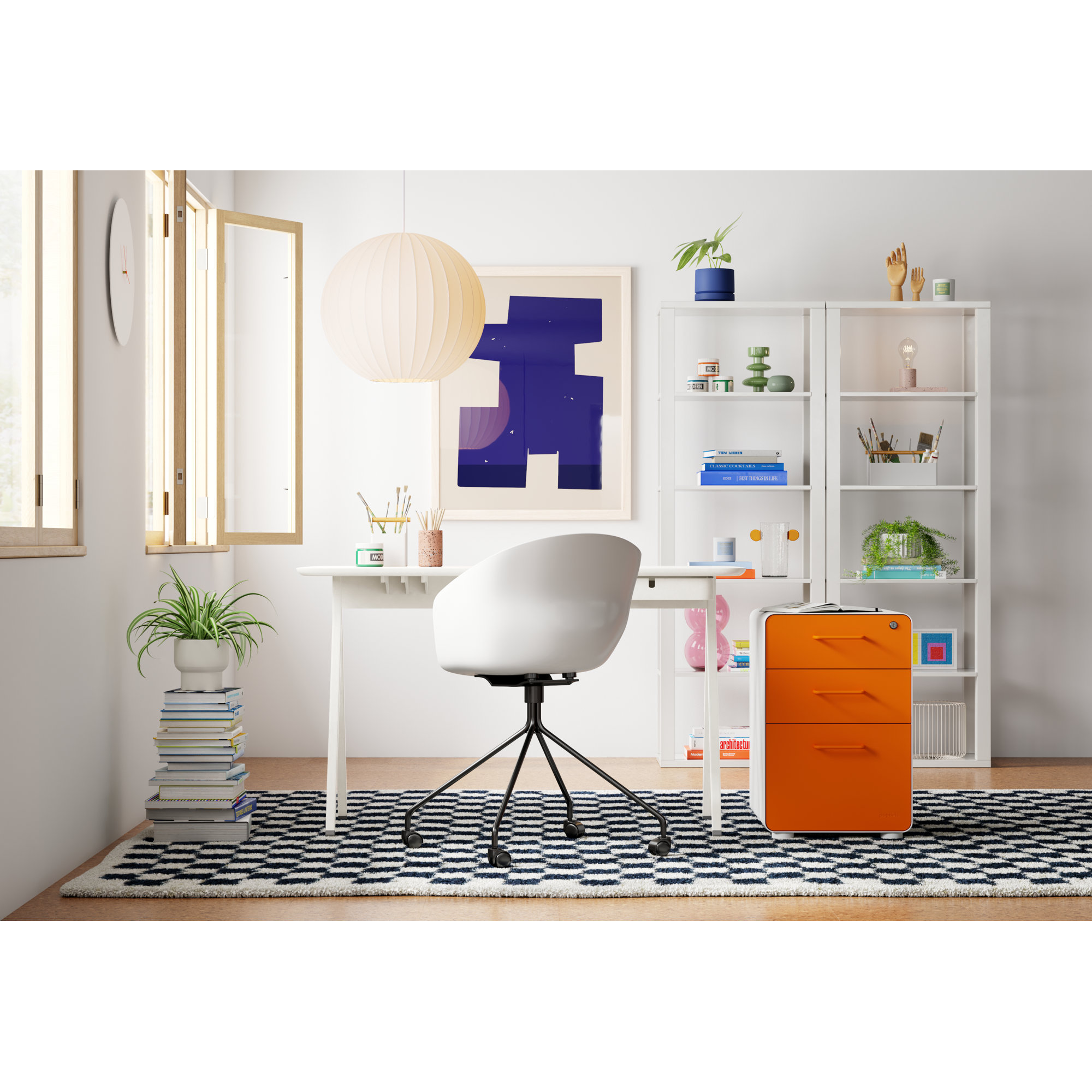 Key Writing Desk, 29" H x 48" W x 24" D, White